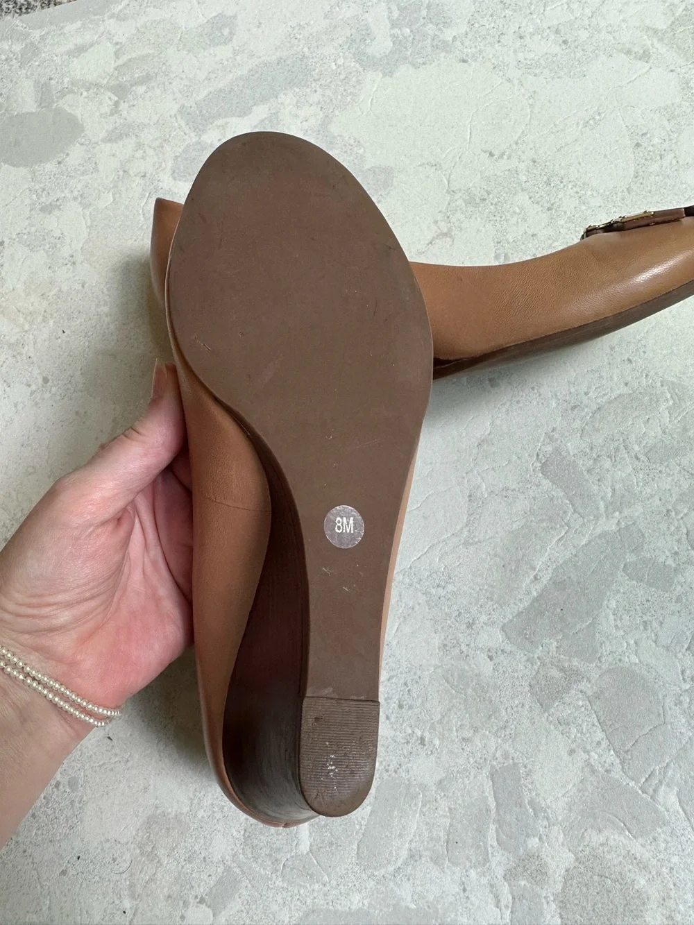 Tory Burch Brown Leather Lowell Wedge Pumps | Size 8